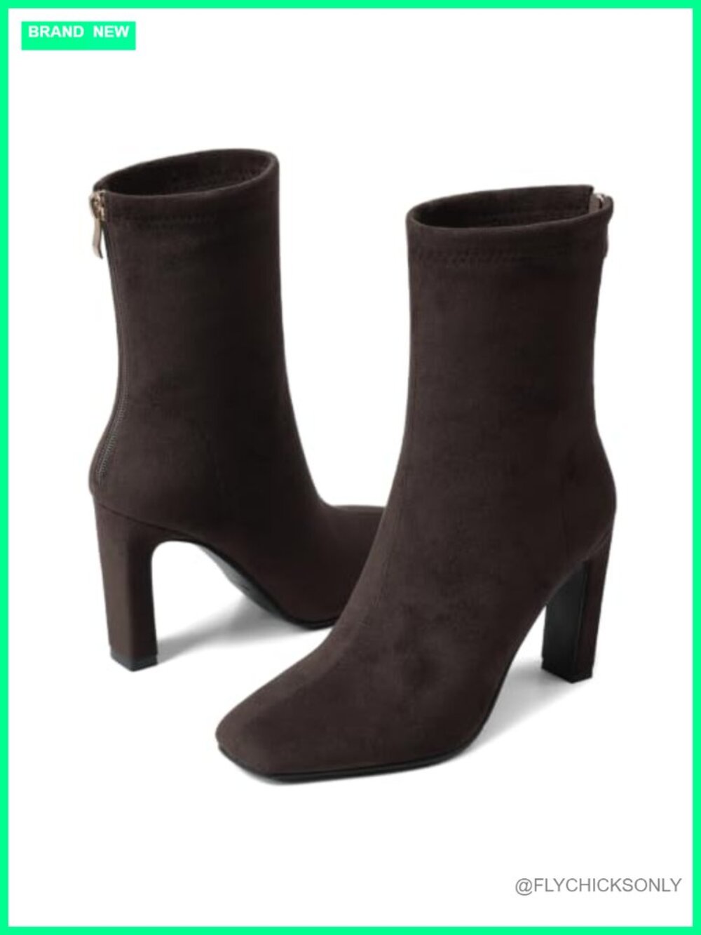 Faux Suede Chunky Block Heel Ankle Booties with Back Zipper